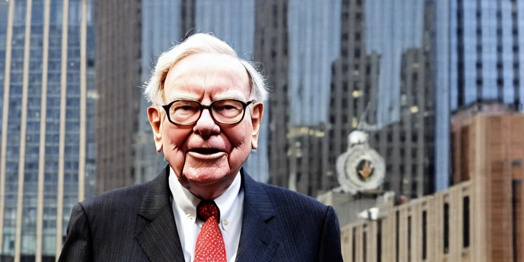 Warren Buffett in front Bank of America headquarter (AI rendering)