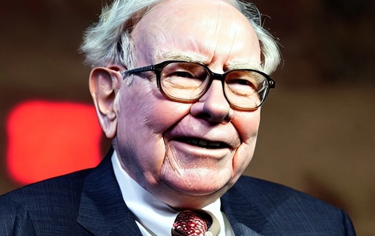 Warren Buffett smiling, Chevron, AI impression