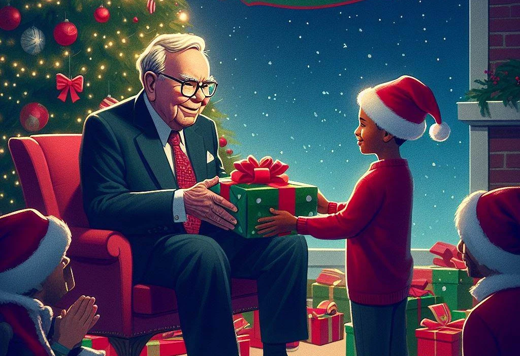 Warren Buffett Handing Christmas Gifts To Children Ai Impression_1024x700