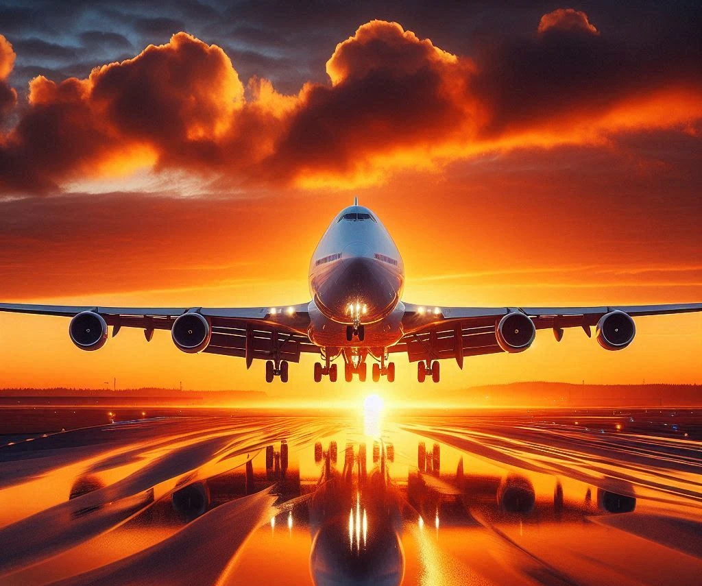 Boeing 747 Starting Into Sunset