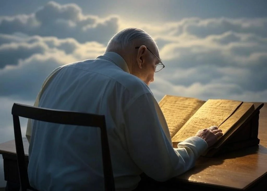 Charlie Munger Reading An Old Book In Heaven