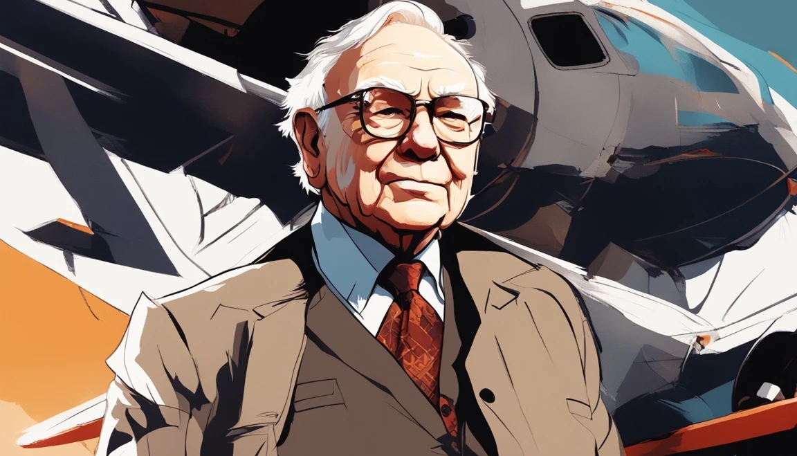 Warren Buffett In Front Of A Plane With Parts From Precision Castparts