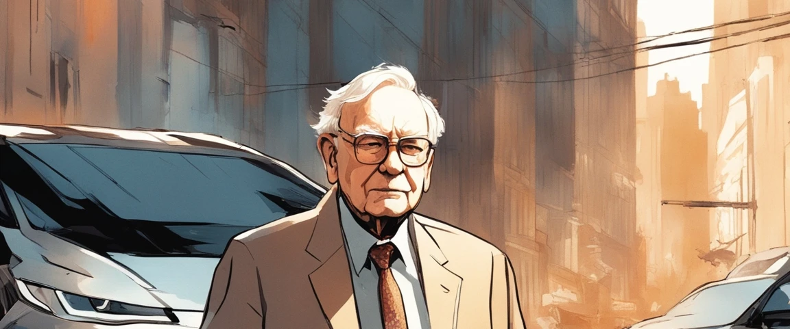 Warren Buffett In Front Of Electric Vehicles