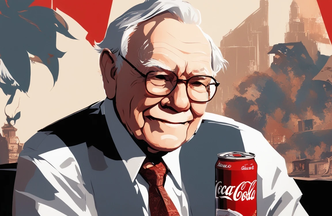 Warren Buffett Looking At A Coca Cola Can Happy With The Investment Decades Later