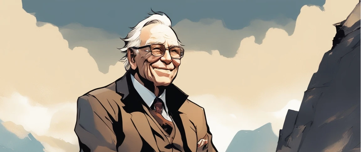 Warren Buffett On Top Of A Mountain Smiling About The Eternal Question If He Has Lost His Touch