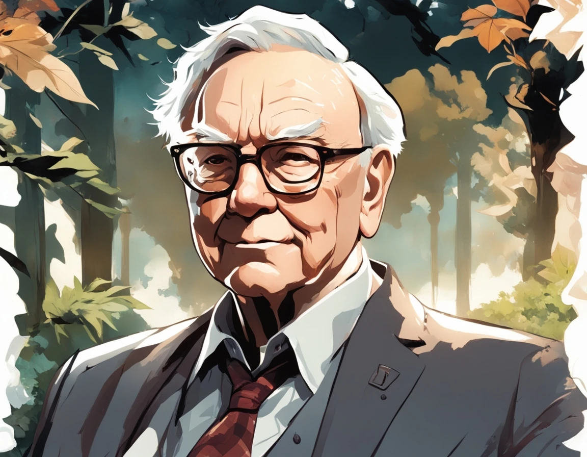 Warren Buffett Thinking In A Beautiful Garden