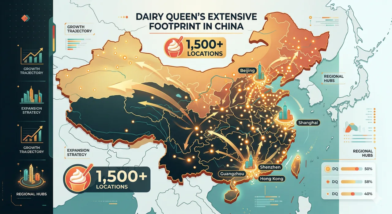 Dairy Queen expansion footprint in China with 1,500+ locations across major cities