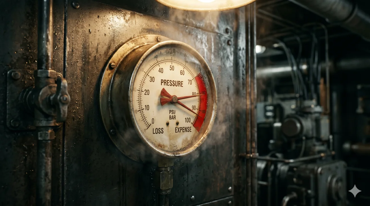 Loss and expense pressure gauge pinned to the high end